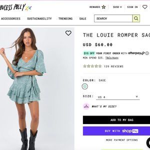 The Louie Romper (princess polly, green, size 2)